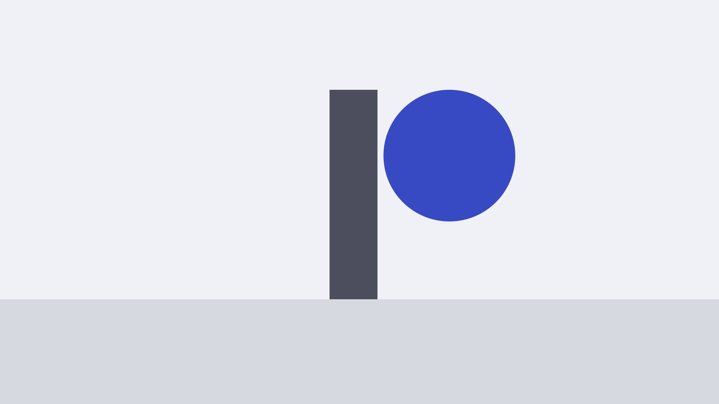 Disque bleu et colonne grise au-dessus d’une bande d’horizon